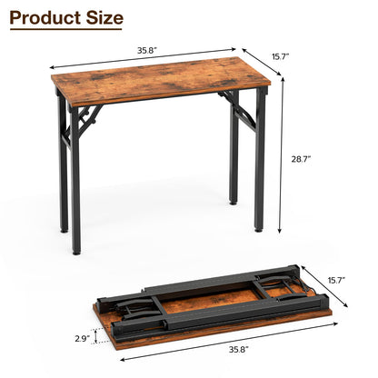 TEMI Mesa plegable pequeña para computadora – Escritorio de oficina plegable de 35.8 pulgadas, sin montaje, perfecto para espacios pequeños en dormitorio, dormitorio o apartamento, mini escritorio