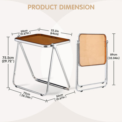 Mesa plegable para TV, acrílico transparente, no requiere montaje, escritorio pequeño para oficina en casa, mesa auxiliar, escritorio pequeño para computadora para espacios pequeños, color marrón