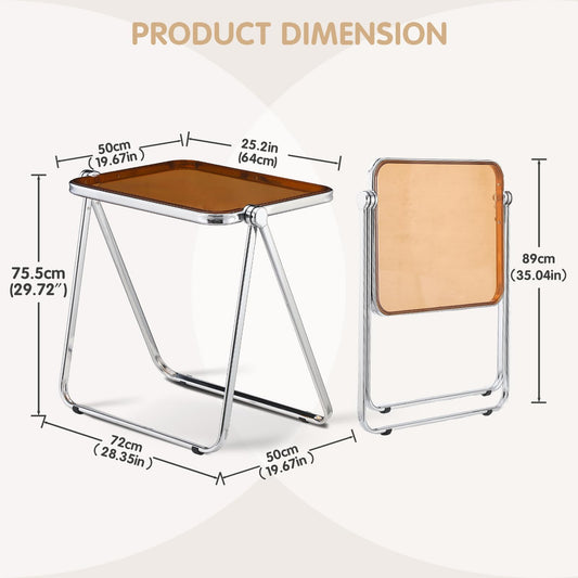 Mesa plegable para TV, acrílico transparente, no requiere montaje, escritorio pequeño para oficina en casa, mesa auxiliar, escritorio pequeño para computadora para espacios pequeños, color marrón