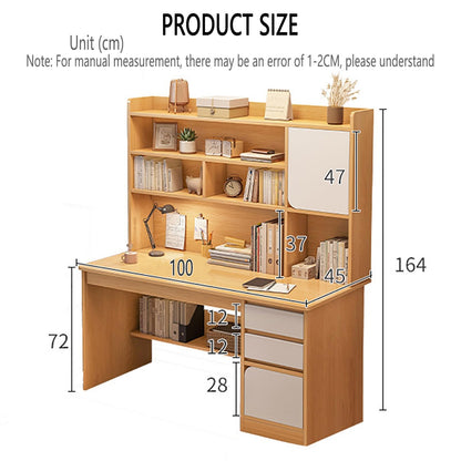 HaoJieHan Escritorio para Computadora con Cajones, Mesa Compacta para Computadora, con Estantes De Almacenamiento/Cajón/Estante para Aparador, Mesa De Estudio para Computadora Portátil A,164x100x45cm