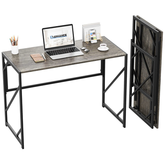 Elephance Escritorio plegable para computadora para oficina en casa, escritorio de oficina sin montaje, mesa plegable para espacios pequeños