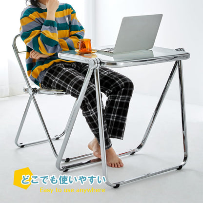 KAIHAOWIN Mesa Plegable, acrílico Transparente, Plegable, no Requiere Montaje, pequeño Escritorio para el hogar, Oficina, pequeño Escritorio de Ordenador para Espacios pequeños, Gris