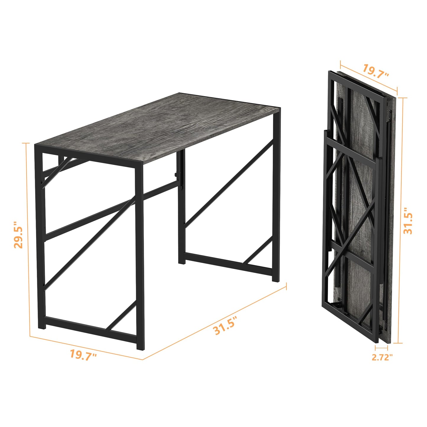 Elephance Escritorio plegable para computadora para oficina en casa, escritorio de oficina sin montaje, mesa plegable para espacios pequeños