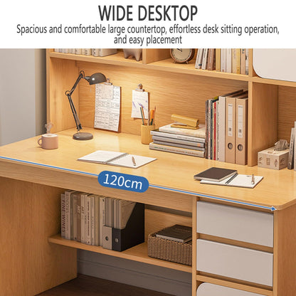 HaoJieHan Escritorio para Computadora con Cajones, Mesa Compacta para Computadora, con Estantes De Almacenamiento/Cajón/Estante para Aparador, Mesa De Estudio para Computadora Portátil A,164x100x45cm