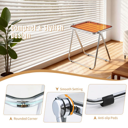 Mesa plegable para TV, acrílico transparente, no requiere montaje, escritorio pequeño para oficina en casa, mesa auxiliar, escritorio pequeño para computadora para espacios pequeños, color marrón