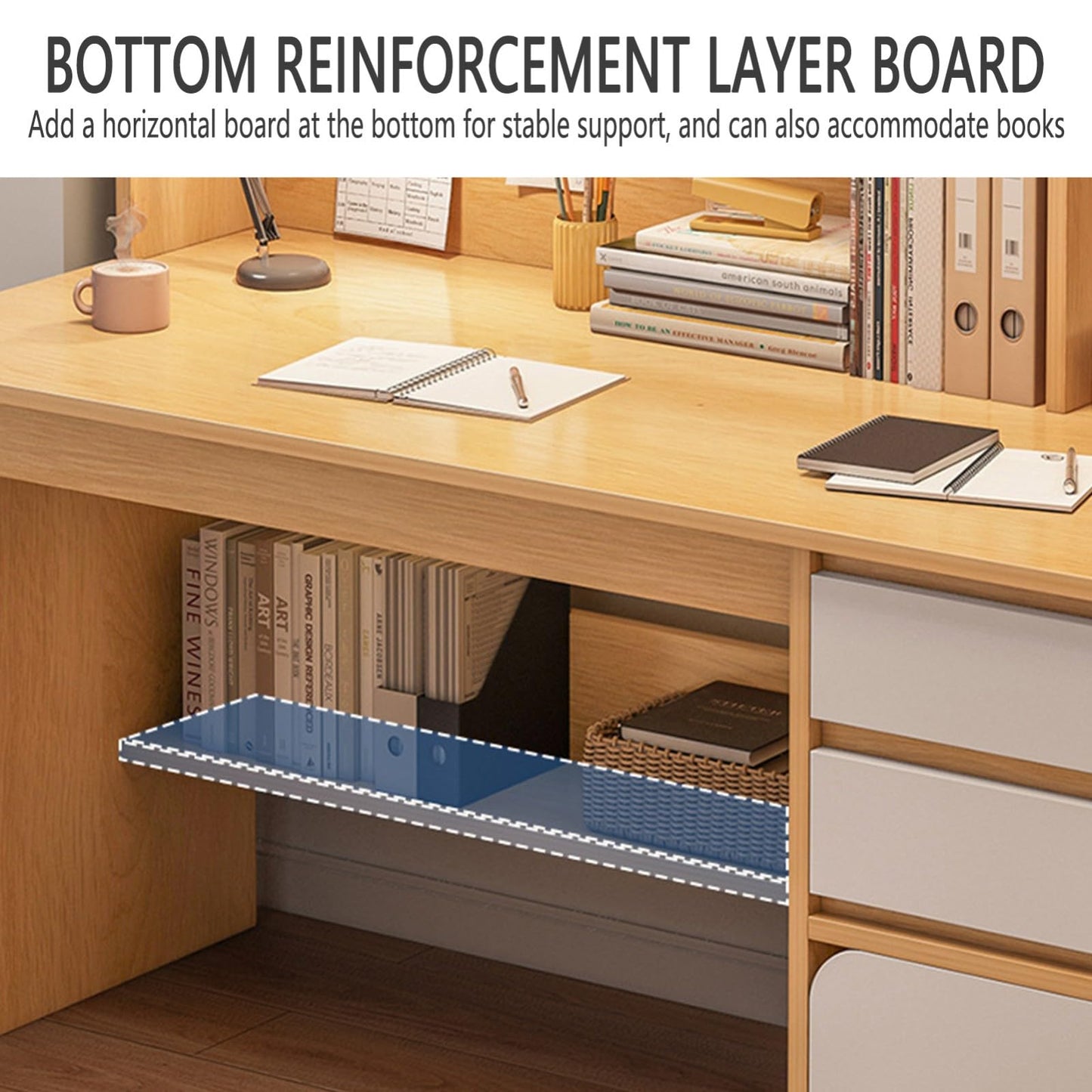 HaoJieHan Escritorio para Computadora con Cajones, Mesa Compacta para Computadora, con Estantes De Almacenamiento/Cajón/Estante para Aparador, Mesa De Estudio para Computadora Portátil A,164x100x45cm