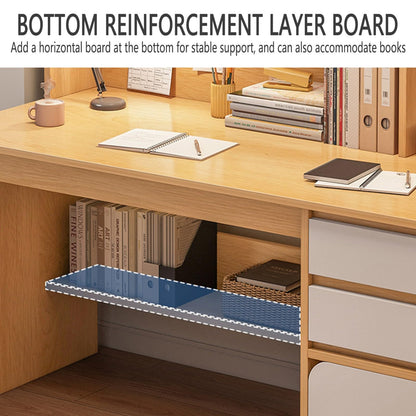 HaoJieHan Escritorio para Computadora con Cajones, Mesa Compacta para Computadora, con Estantes De Almacenamiento/Cajón/Estante para Aparador, Mesa De Estudio para Computadora Portátil A,164x100x45cm