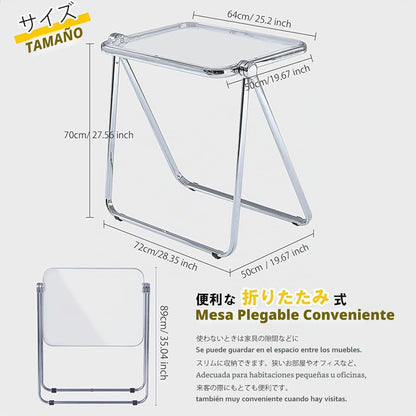 KAIHAOWIN Mesa plegable de acrílico, escritorio pequeño que ahorra espacio para oficina en casa, bandeja de TV, escritorio de computadora para espacios pequeños, no requiere montaje