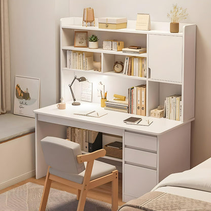 HaoJieHan Escritorio para Computadora con Cajones, Mesa Compacta para Computadora, con Estantes De Almacenamiento/Cajón/Estante para Aparador, Mesa De Estudio para Computadora Portátil A,164x100x45cm