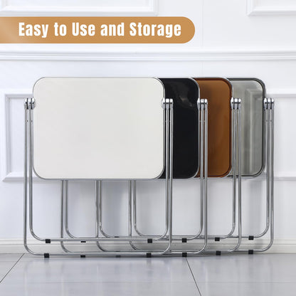 Mesa plegable para TV, acrílico transparente, no requiere montaje, escritorio pequeño para oficina en casa, mesa auxiliar, escritorio pequeño para computadora para espacios pequeños, color marrón