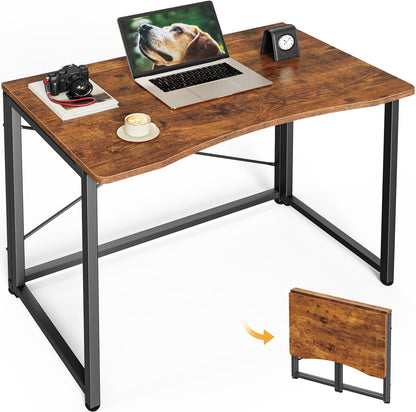 Huuger Escritorio plegable para espacios pequeños, mesa de computadora plegable de 31.5 pulgadas, para oficina en casa, estudio, dormitorio, ahorro de espacio, escritorio pequeño de oficina