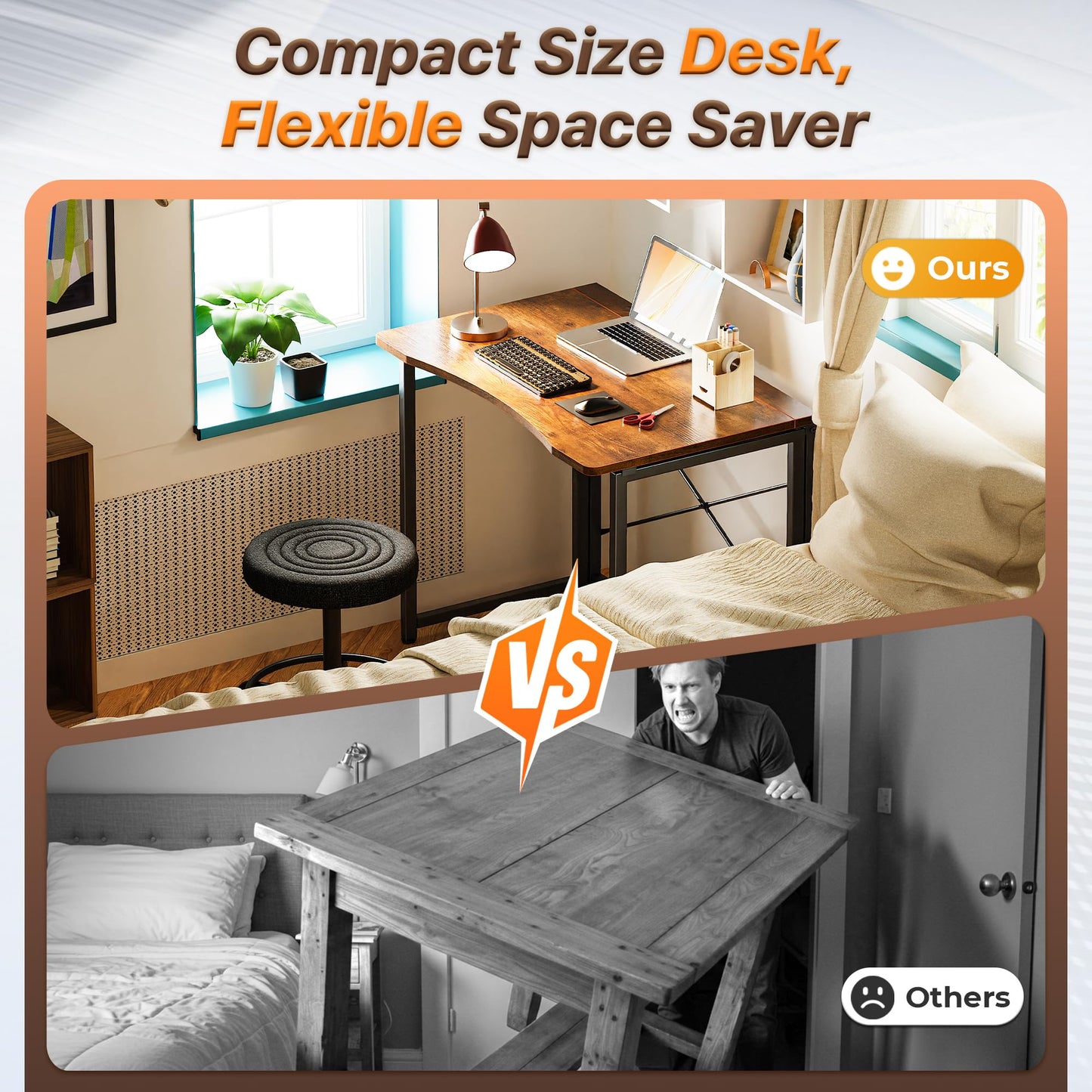 Huuger Escritorio plegable para espacios pequeños, mesa de computadora plegable de 31.5 pulgadas, para oficina en casa, estudio, dormitorio, ahorro de espacio, escritorio pequeño de oficina