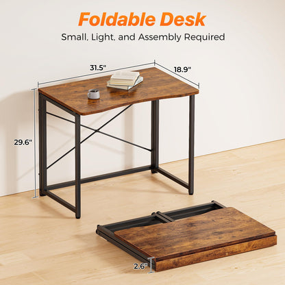 Huuger Escritorio plegable para espacios pequeños, mesa de computadora plegable de 31.5 pulgadas, para oficina en casa, estudio, dormitorio, ahorro de espacio, escritorio pequeño de oficina