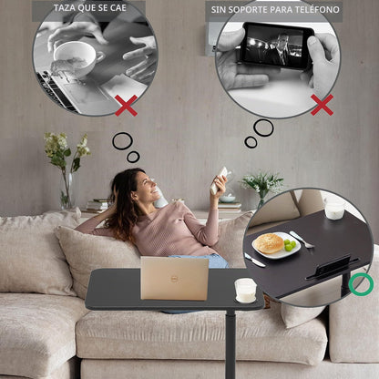 ETHU Mesa de Cama Con Ruedas Giratoria y Ajustable para Portátil, Uso Hospitalario