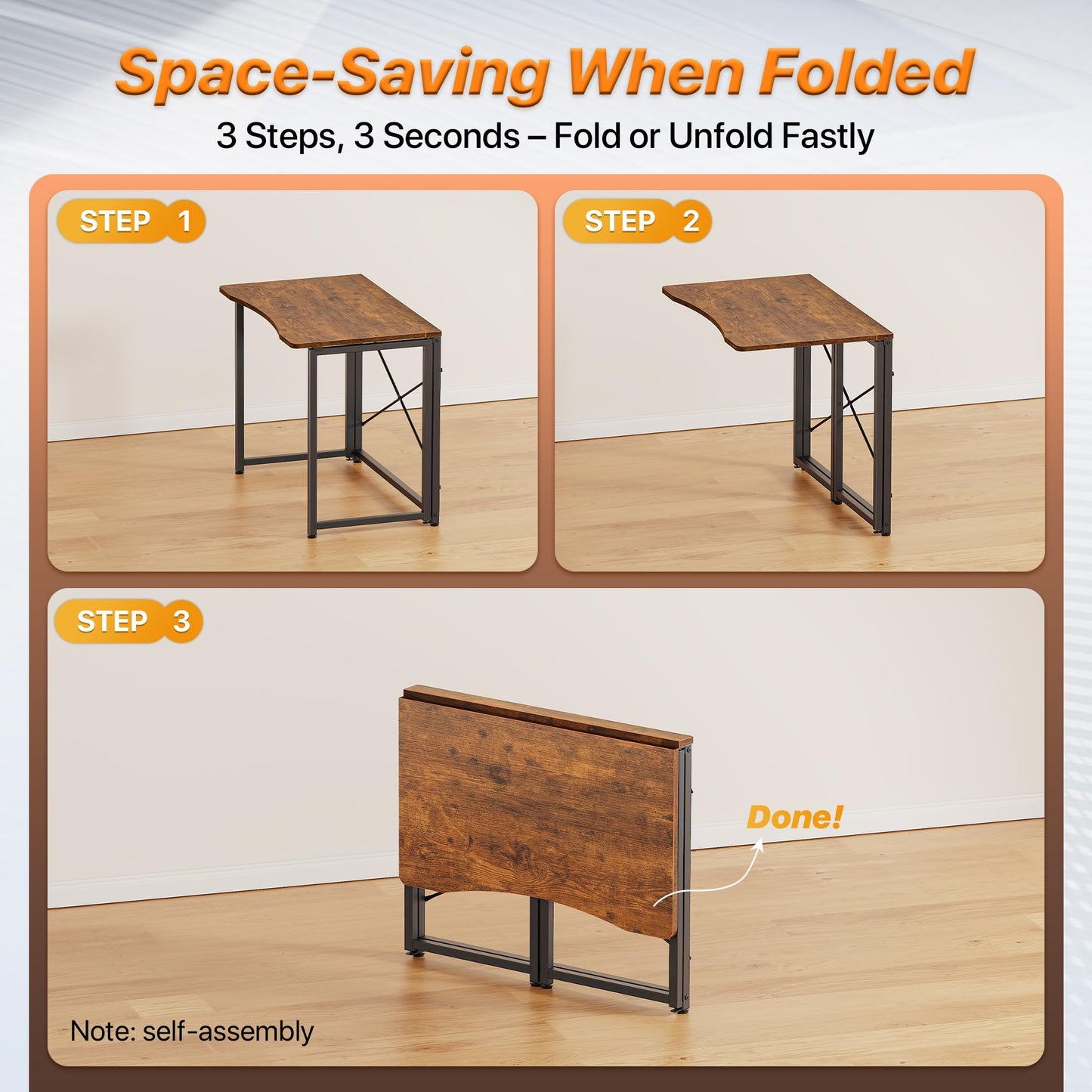 Huuger Escritorio plegable para espacios pequeños, mesa de computadora plegable de 31.5 pulgadas, para oficina en casa, estudio, dormitorio, ahorro de espacio, escritorio pequeño de oficina