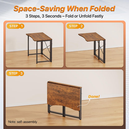 Huuger Escritorio plegable para espacios pequeños, mesa de computadora plegable de 31.5 pulgadas, para oficina en casa, estudio, dormitorio, ahorro de espacio, escritorio pequeño de oficina